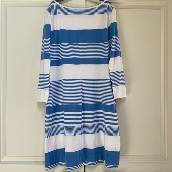 Lilly Pulitzer Marlowe Bay Blue Coconut Stripe 100% Pima Cotton Pullover Dress - Picture 10 of 14